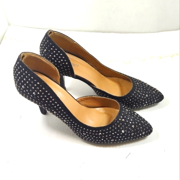 Delicacy black Rhine stones evening high heels  shoes Size: 10 - Picture 1 of 6